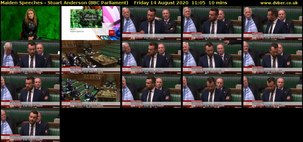Maiden Speeches - Stuart Anderson (BBC Parliament) Friday 14 August 2020 11:05 - 11:15