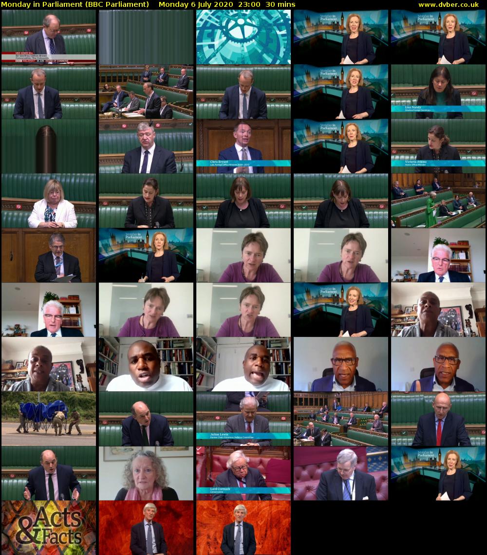 Monday in Parliament (BBC Parliament) Monday 6 July 2020 23:00 - 23:30
