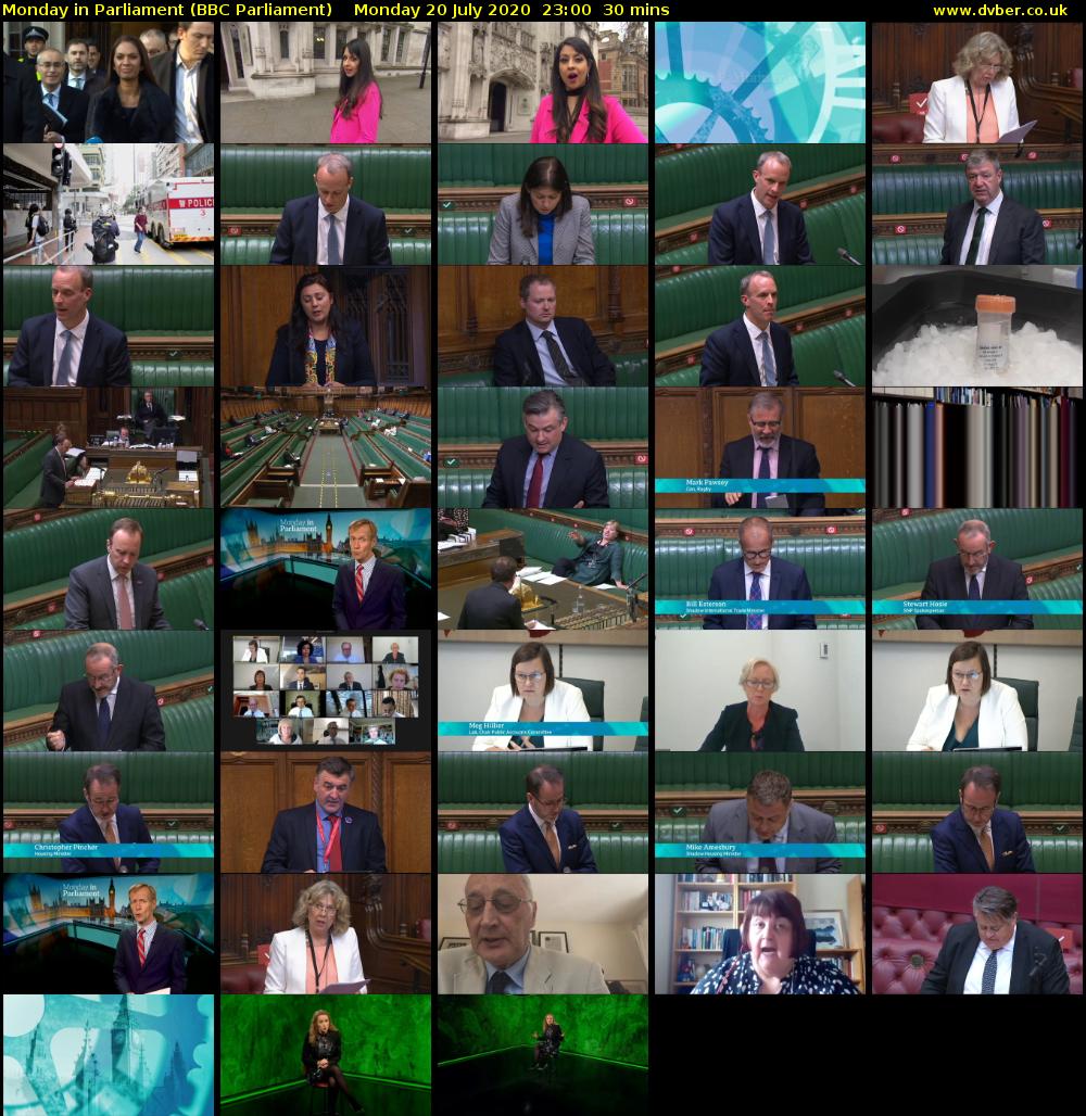 Monday in Parliament (BBC Parliament) Monday 20 July 2020 23:00 - 23:30