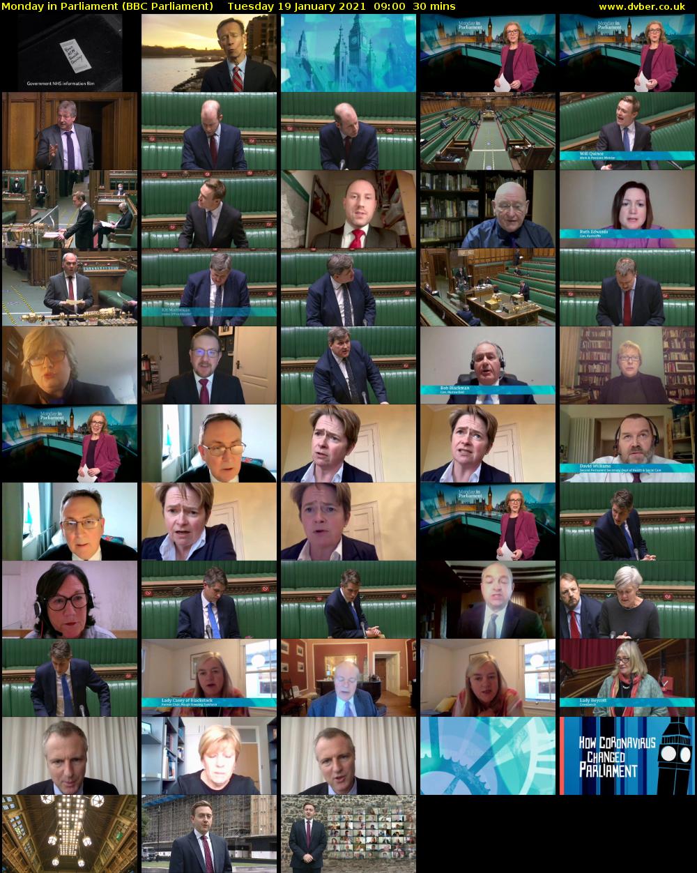 Monday in Parliament (BBC Parliament) Tuesday 19 January 2021 09:00 - 09:30
