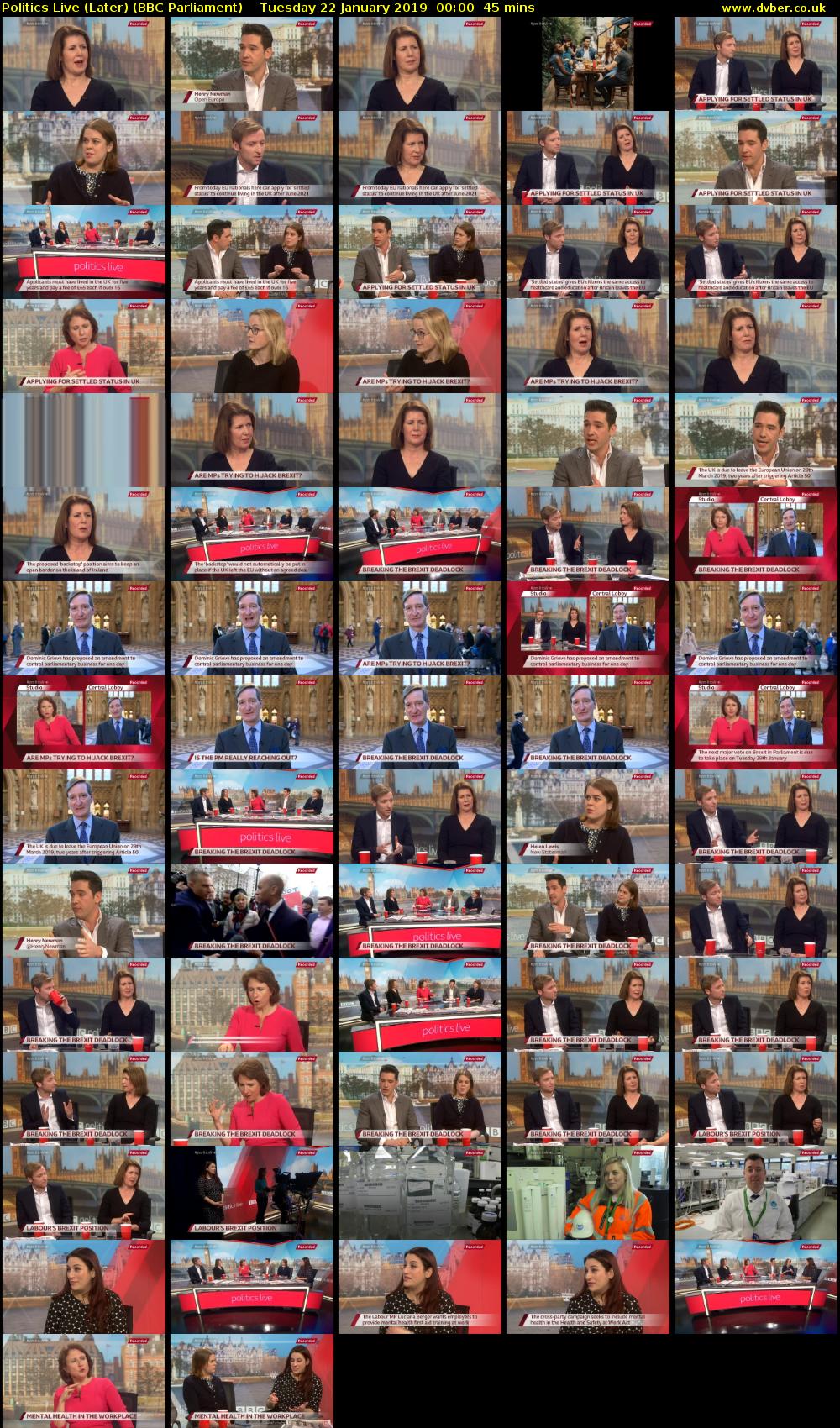 Politics Live (Later) (BBC Parliament) Tuesday 22 January 2019 00:00 - 00:45