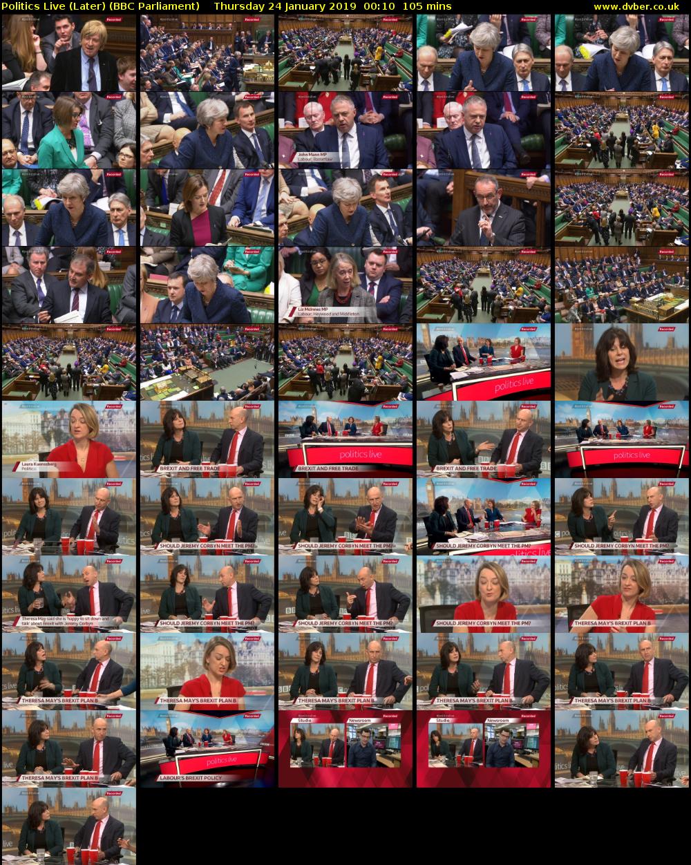 Politics Live (Later) (BBC Parliament) Thursday 24 January 2019 00:10 - 01:55