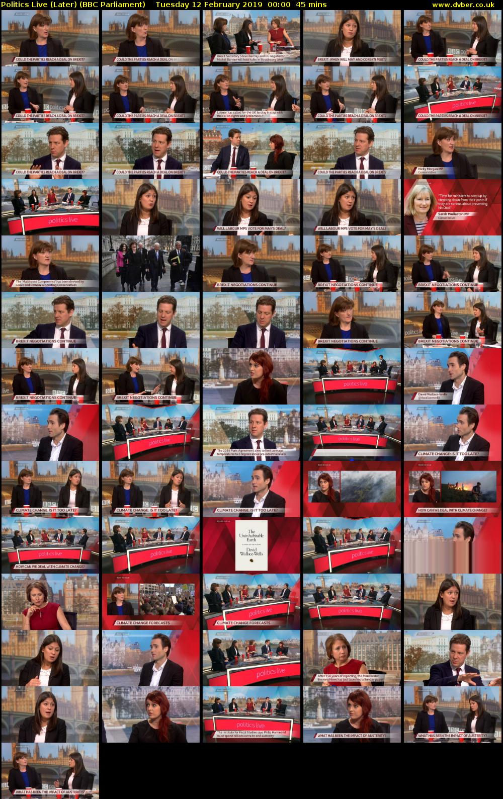 Politics Live (Later) (BBC Parliament) Tuesday 12 February 2019 00:00 - 00:45