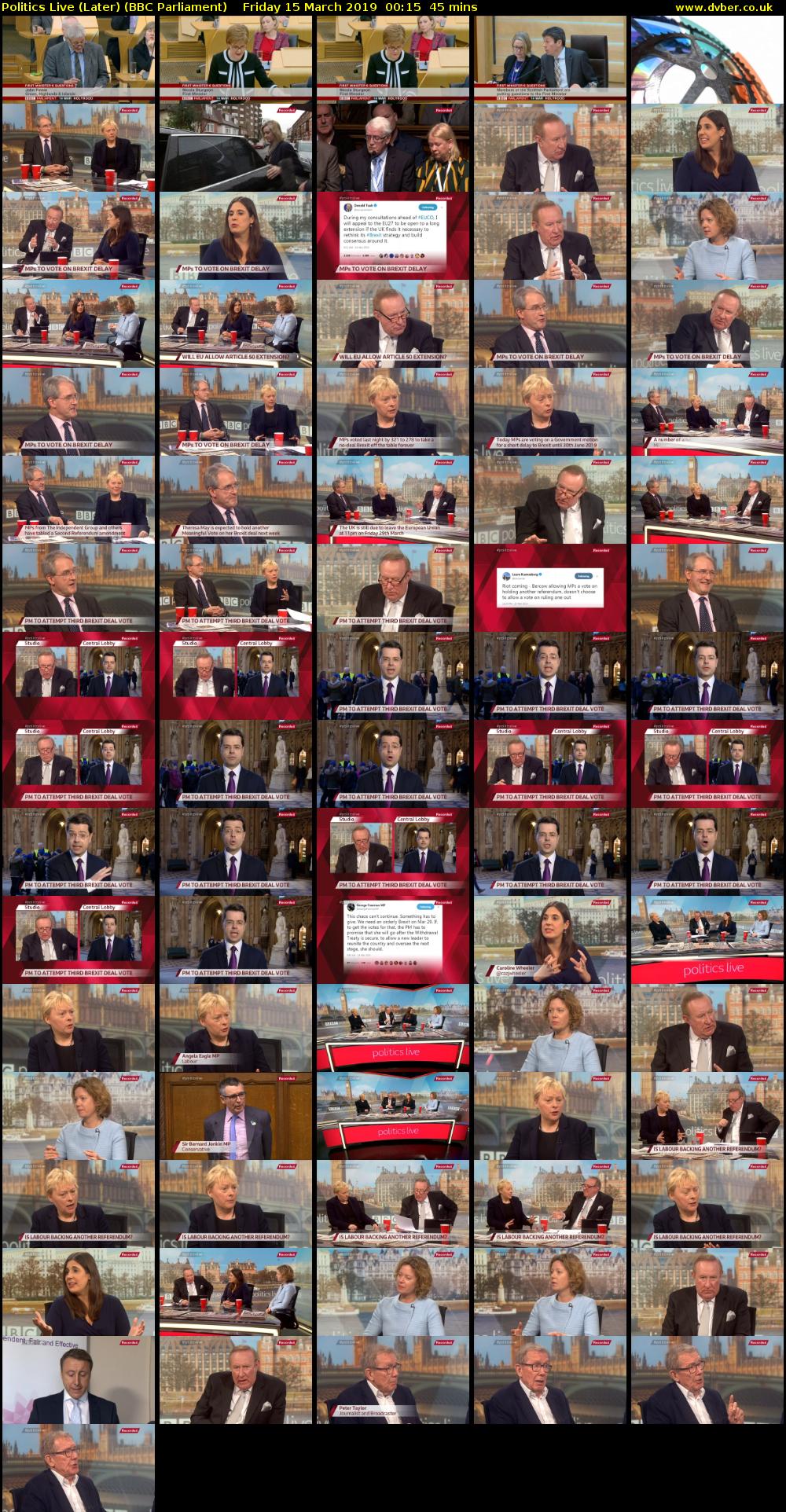 Politics Live (Later) (BBC Parliament) Friday 15 March 2019 00:15 - 01:00