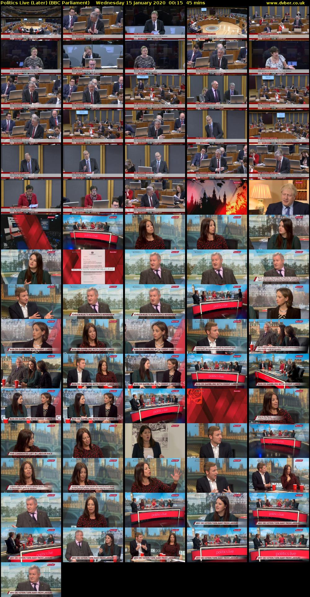 Politics Live (Later) (BBC Parliament) Wednesday 15 January 2020 00:15 - 01:00