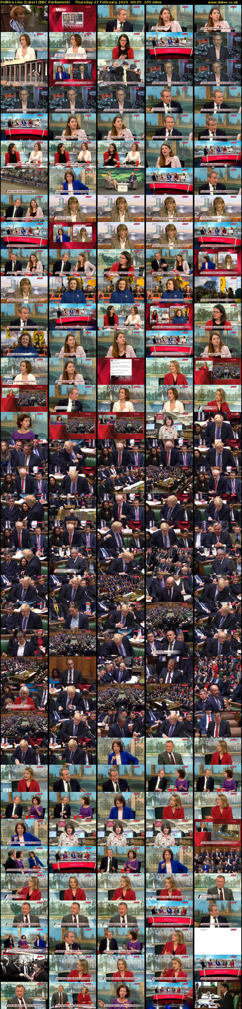 Politics Live (Later) (BBC Parliament) Thursday 27 February 2020 00:05 - 01:50