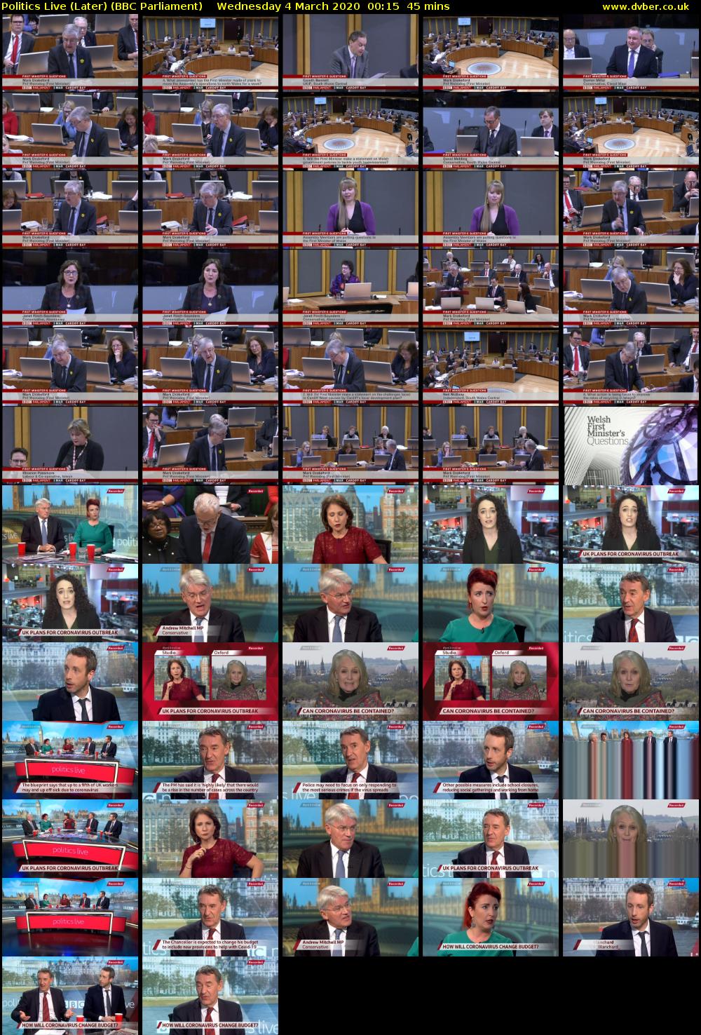 Politics Live (Later) (BBC Parliament) Wednesday 4 March 2020 00:15 - 01:00