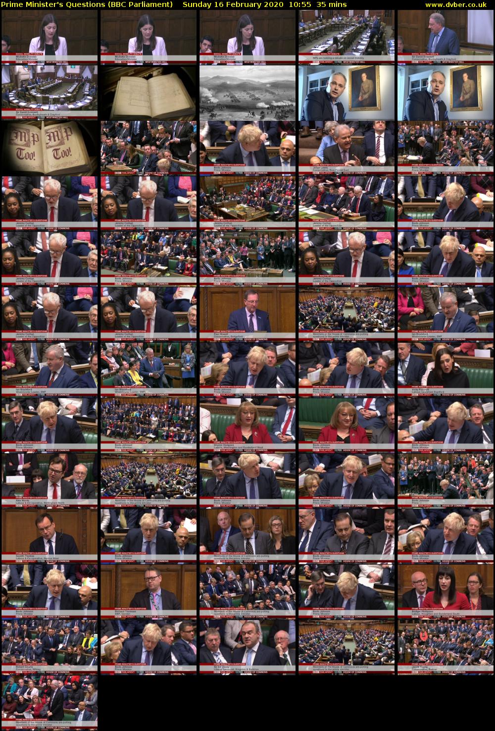 Prime Minister's Questions (BBC Parliament) Sunday 16 February 2020 10:55 - 11:30