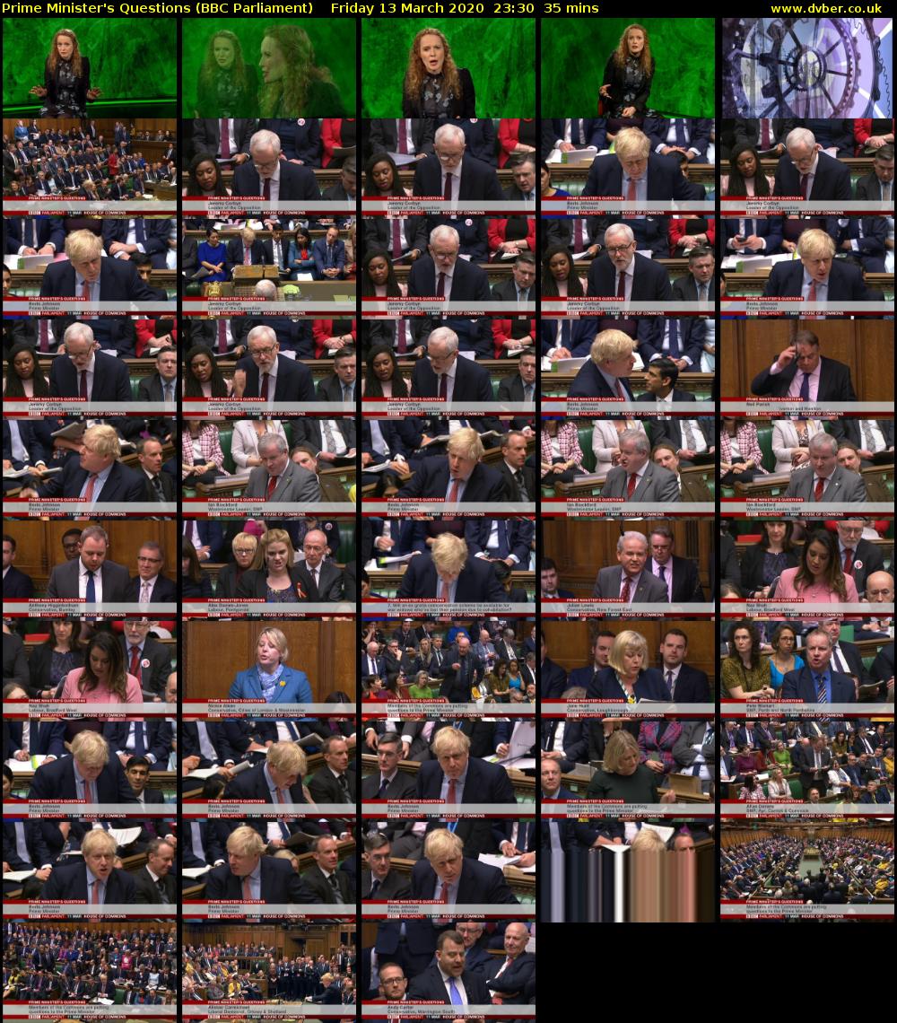 Prime Minister's Questions (BBC Parliament) Friday 13 March 2020 23:30 - 00:05