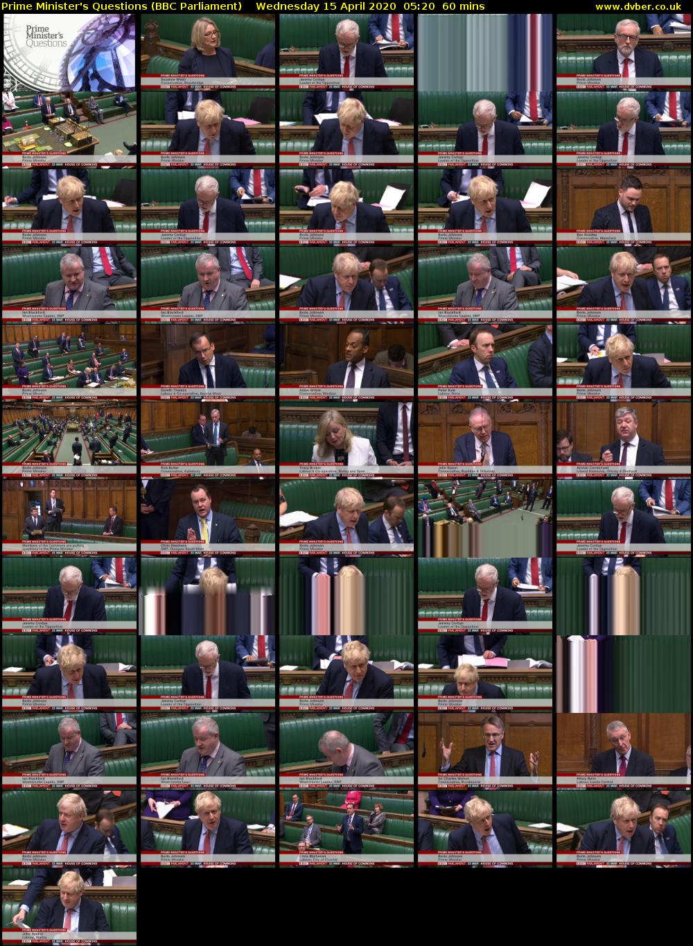Prime Minister's Questions (BBC Parliament) Wednesday 15 April 2020 05:20 - 06:20