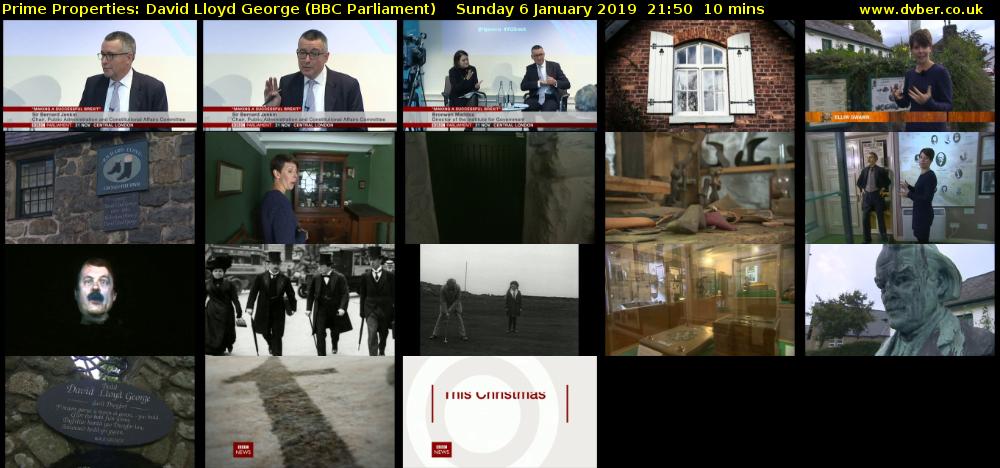 Prime Properties: David Lloyd George (BBC Parliament) Sunday 6 January 2019 21:50 - 22:00