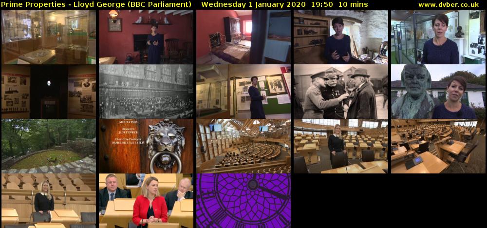 Prime Properties - Lloyd George (BBC Parliament) Wednesday 1 January 2020 19:50 - 20:00