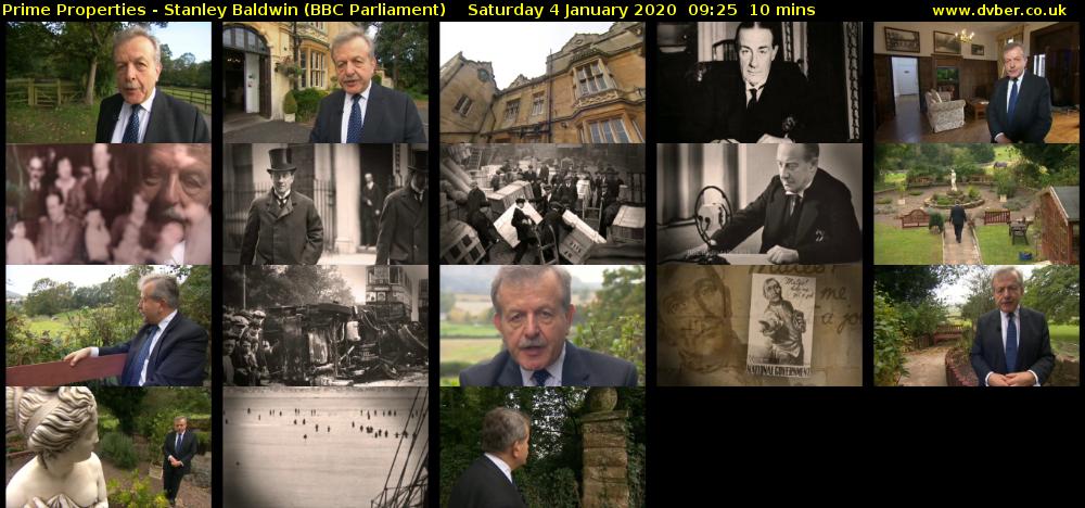 Prime Properties - Stanley Baldwin (BBC Parliament) Saturday 4 January 2020 09:25 - 09:35