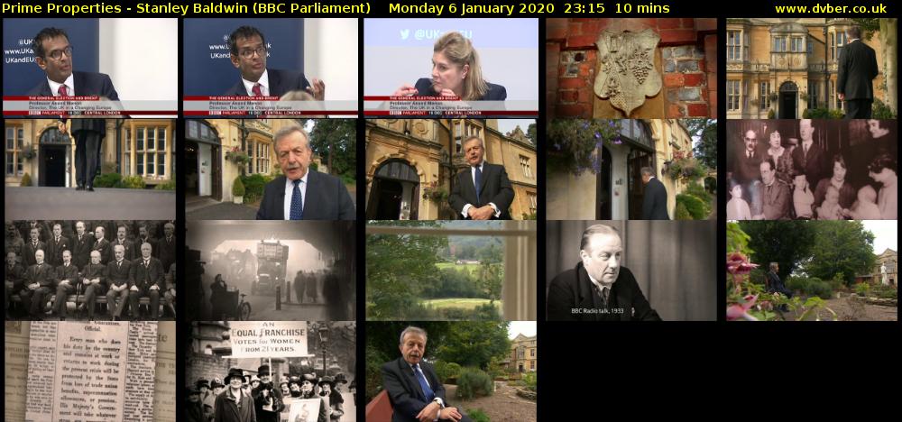 Prime Properties - Stanley Baldwin (BBC Parliament) Monday 6 January 2020 23:15 - 23:25