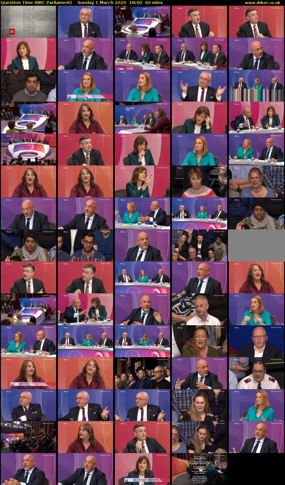 Question Time (BBC Parliament) Sunday 1 March 2020 18:00 - 19:00