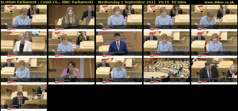 Scottish Parliament - Covid-19... (BBC Parliament) Wednesday 1 September 2021 20:10 - 21:10