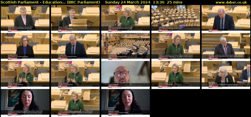 Scottish Parliament - Education... (BBC Parliament) Sunday 24 March 2024 13:30 - 13:55