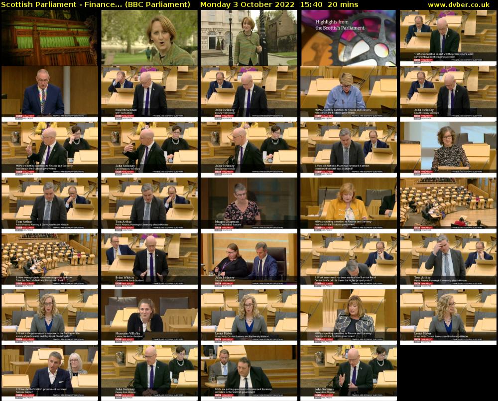 Scottish Parliament - Finance... (BBC Parliament) Monday 3 October 2022 15:40 - 16:00