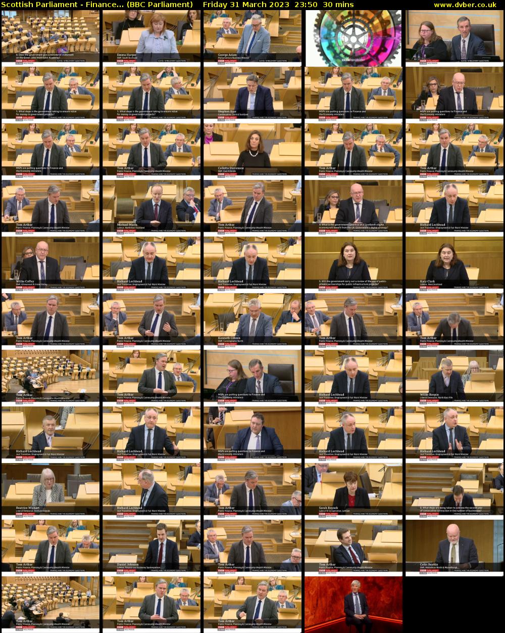 Scottish Parliament - Finance... (BBC Parliament) Friday 31 March 2023 23:50 - 00:20