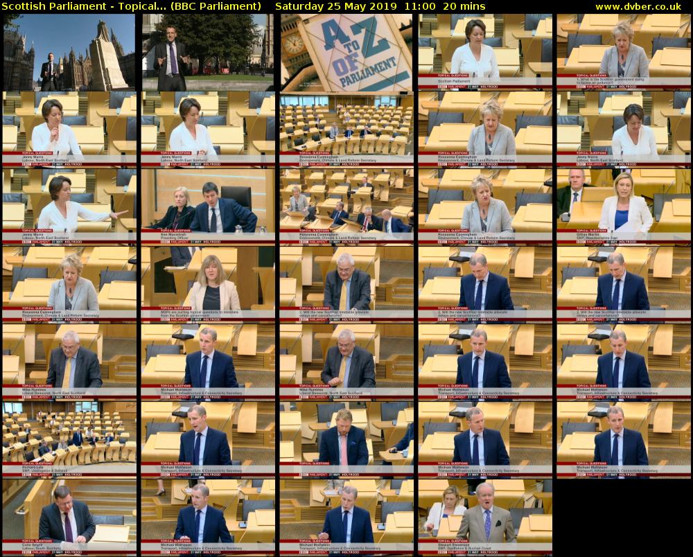 Scottish Parliament - Topical... (BBC Parliament) Saturday 25 May 2019 11:00 - 11:20