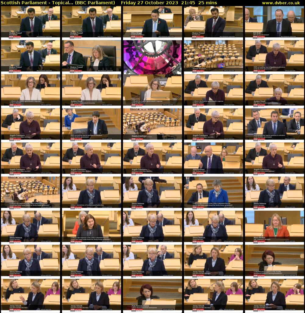 Scottish Parliament - Topical... (BBC Parliament) Friday 27 October 2023 21:45 - 22:10