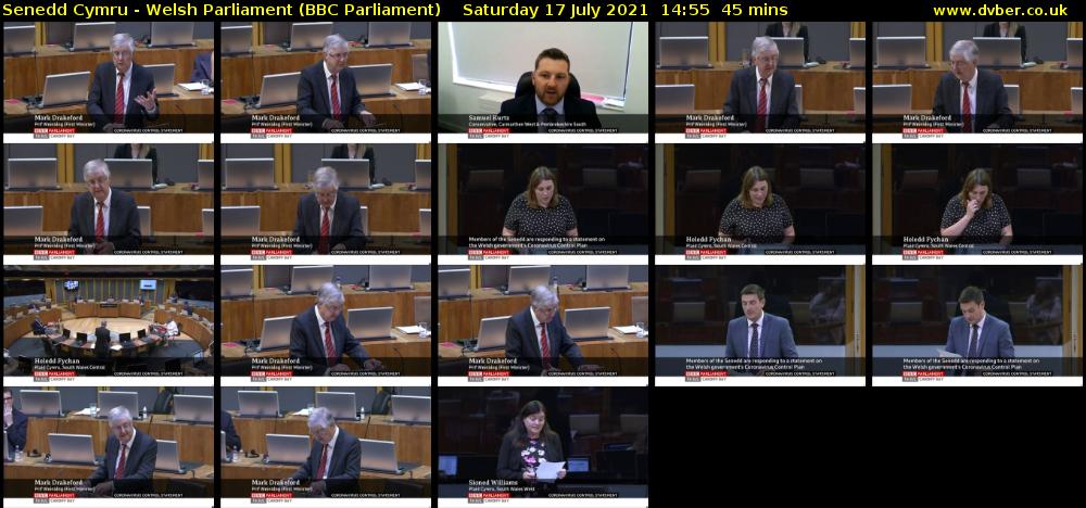 Senedd Cymru - Welsh Parliament (BBC Parliament) Saturday 17 July 2021 14:55 - 15:40