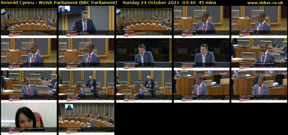 Senedd Cymru - Welsh Parliament (BBC Parliament) Sunday 24 October 2021 03:40 - 04:25