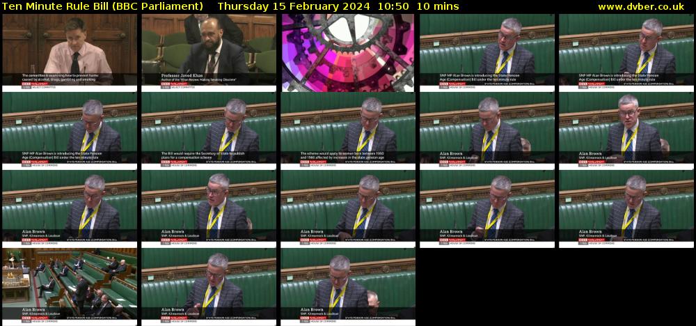 Ten Minute Rule Bill (BBC Parliament) Thursday 15 February 2024 10:50 - 11:00