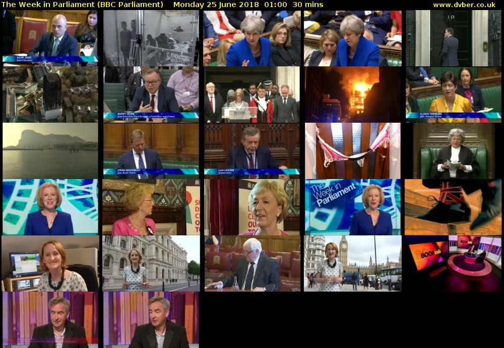 The Week in Parliament (BBC Parliament) Monday 25 June 2018 01:00 - 01:30