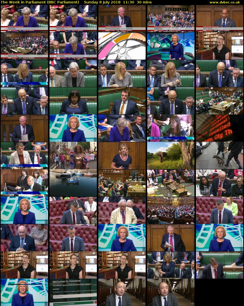 The Week in Parliament (BBC Parliament) Sunday 8 July 2018 11:30 - 12:00