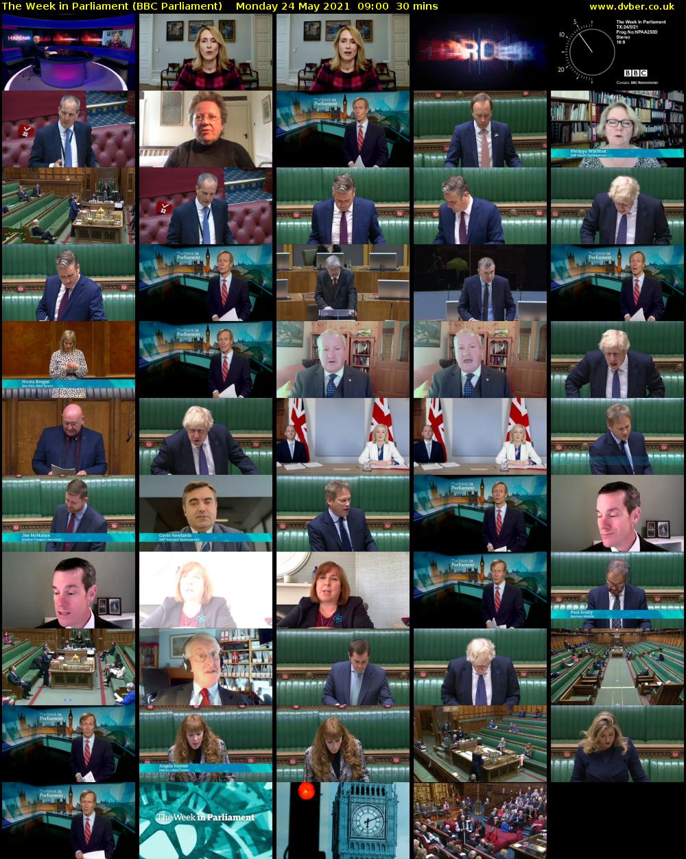 The Week in Parliament (BBC Parliament) Monday 24 May 2021 09:00 - 09:30