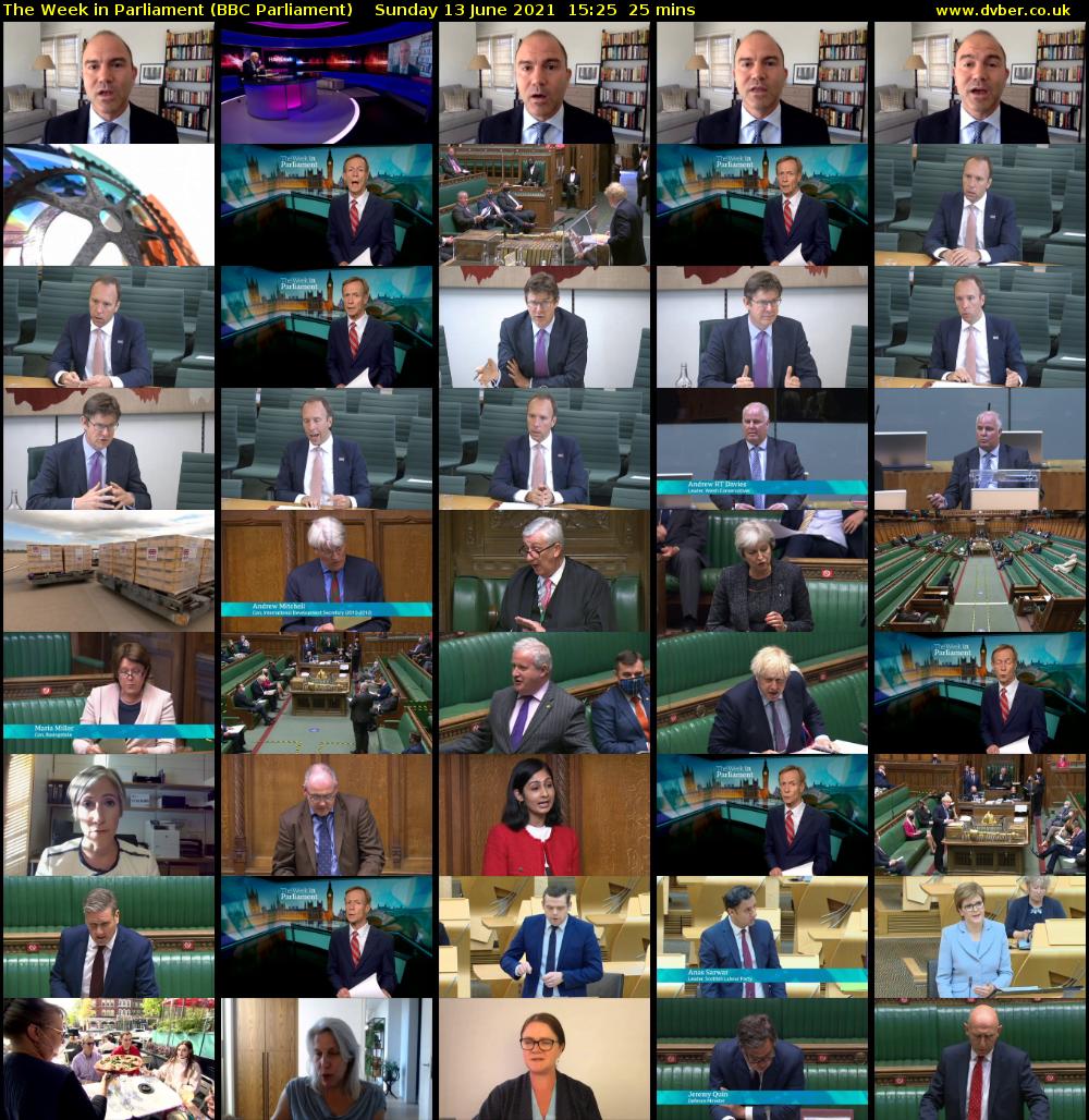The Week in Parliament (BBC Parliament) Sunday 13 June 2021 15:25 - 15:50