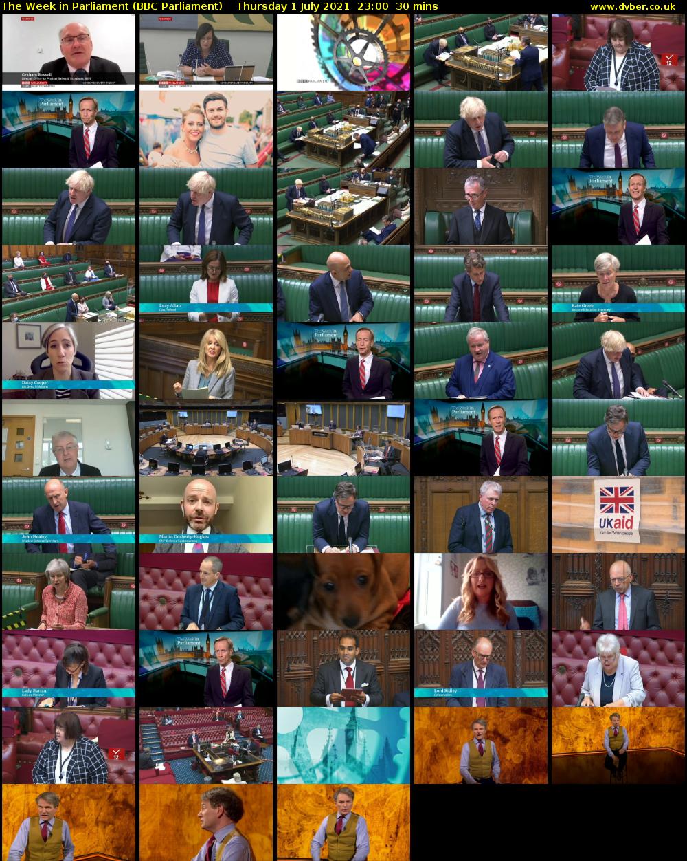The Week in Parliament (BBC Parliament) Thursday 1 July 2021 23:00 - 23:30