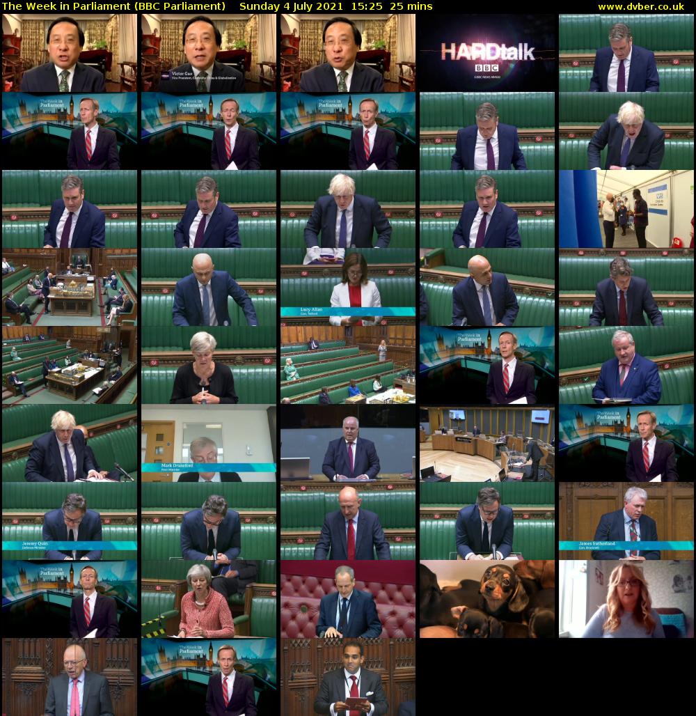 The Week in Parliament (BBC Parliament) Sunday 4 July 2021 15:25 - 15:50
