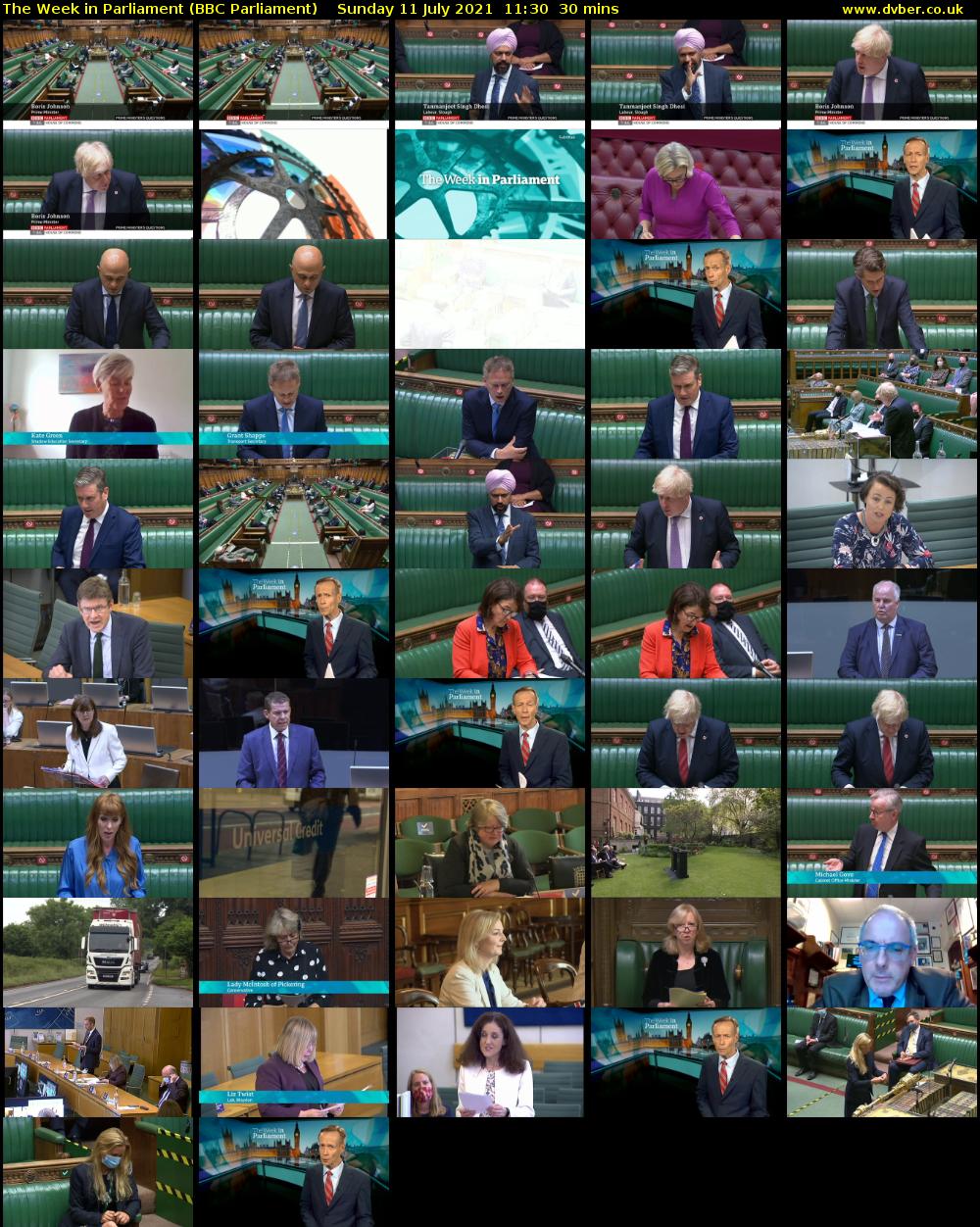 The Week in Parliament (BBC Parliament) Sunday 11 July 2021 11:30 - 12:00