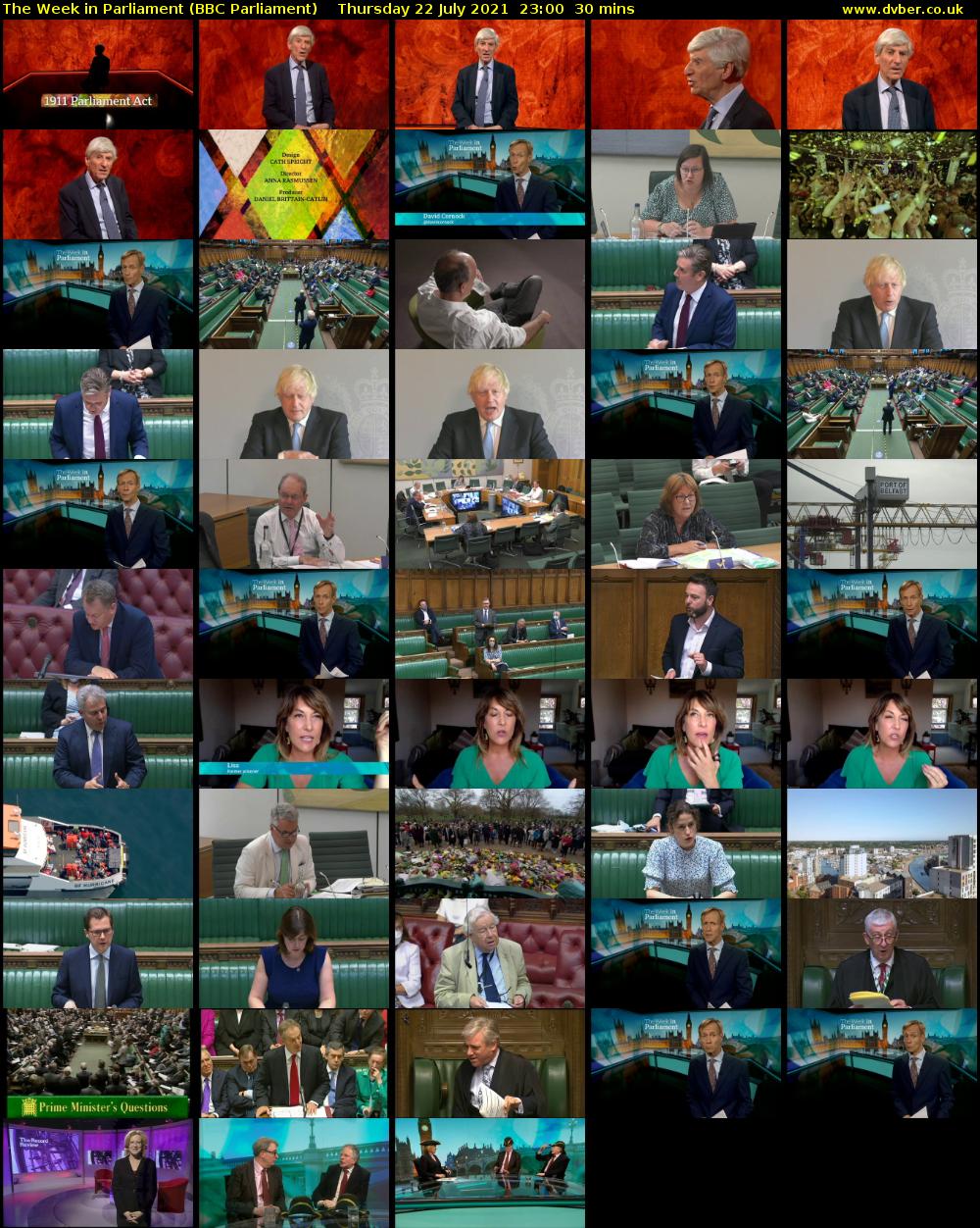 The Week in Parliament (BBC Parliament) Thursday 22 July 2021 23:00 - 23:30