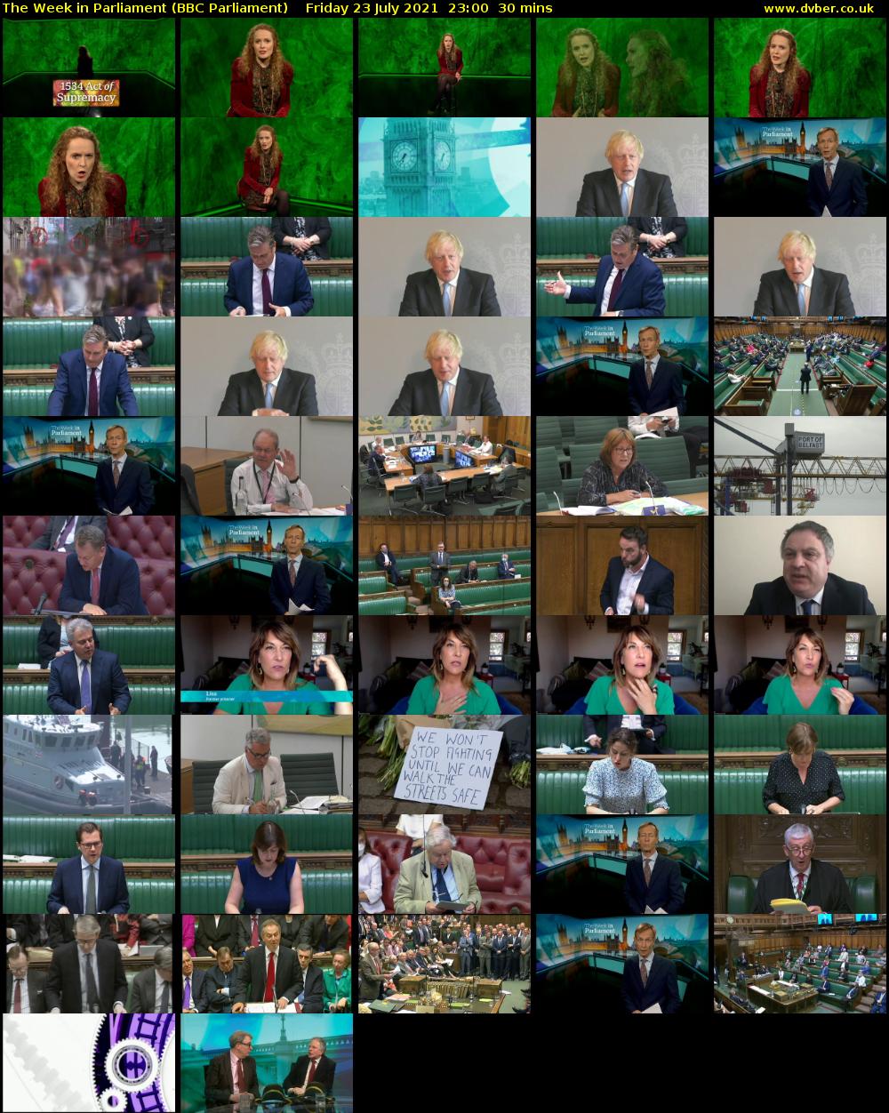 The Week in Parliament (BBC Parliament) Friday 23 July 2021 23:00 - 23:30