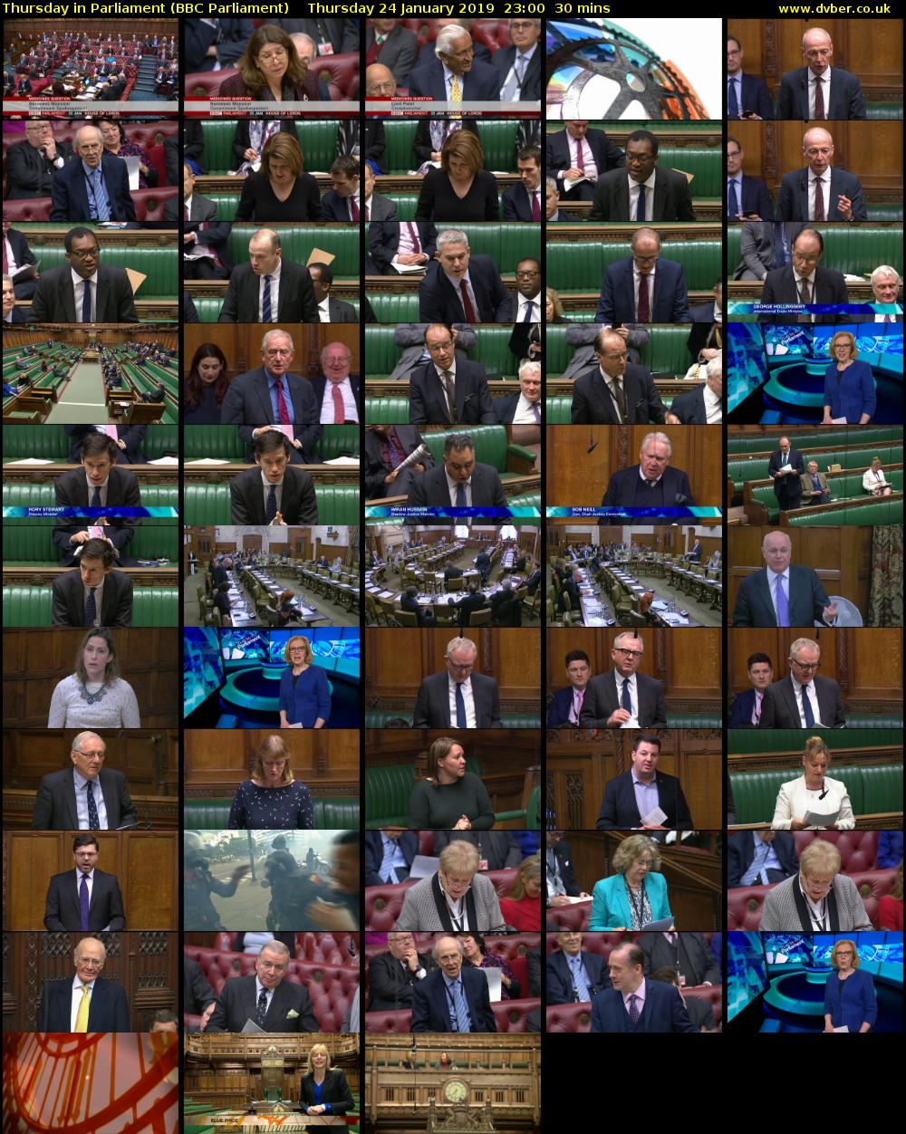 Thursday in Parliament (BBC Parliament) Thursday 24 January 2019 23:00 - 23:30