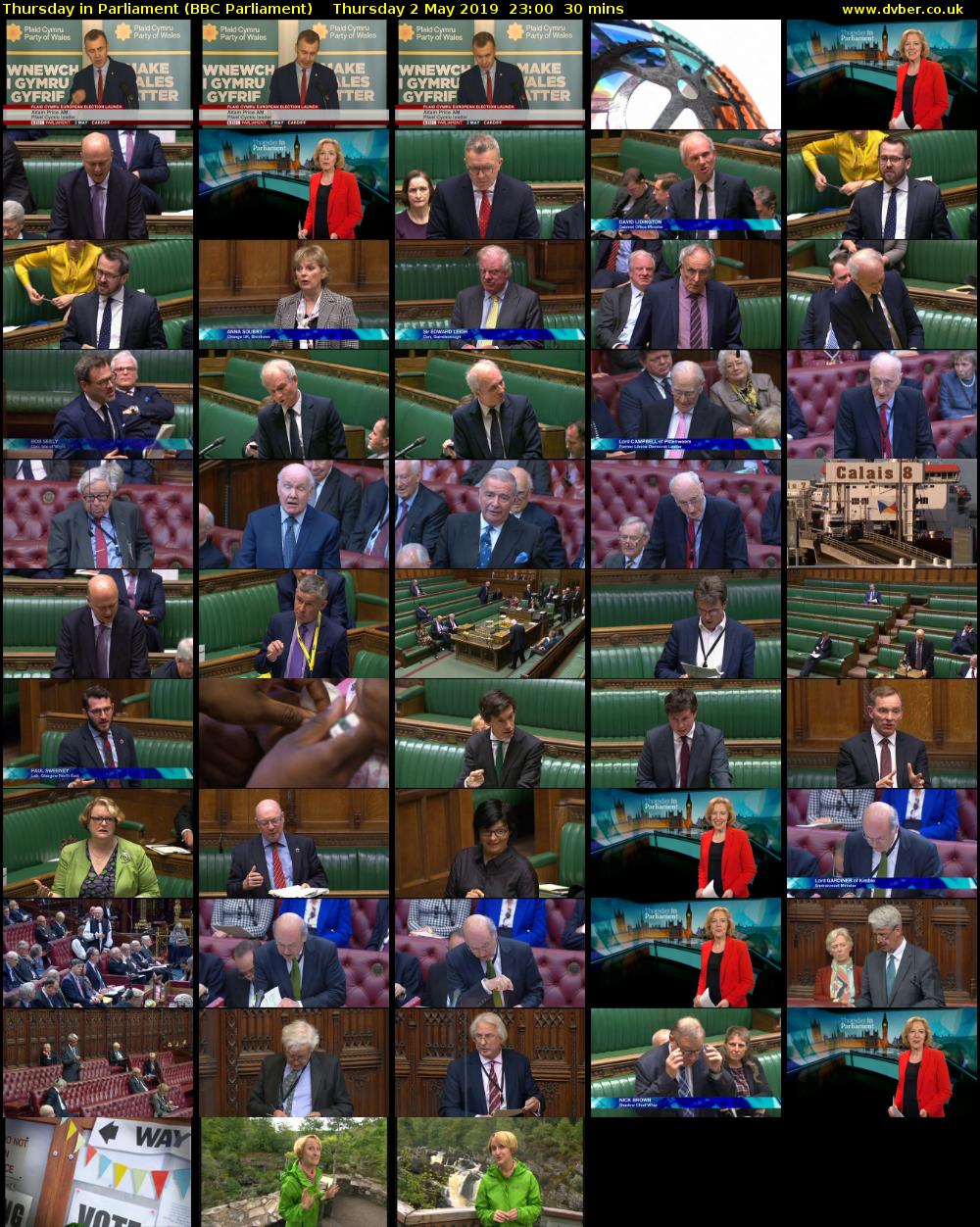Thursday in Parliament (BBC Parliament) Thursday 2 May 2019 23:00 - 23:30
