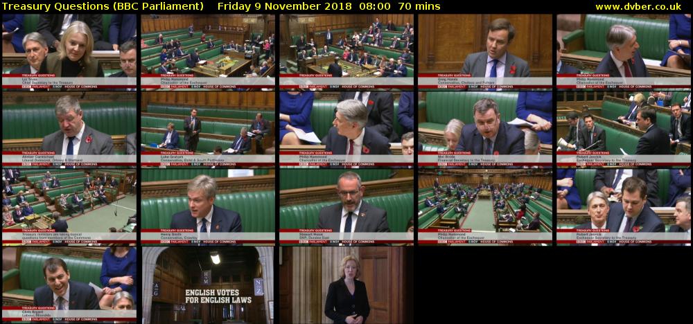 Treasury Questions (BBC Parliament) Friday 9 November 2018 08:00 - 09:10