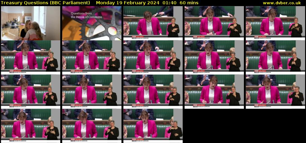 Treasury Questions (BBC Parliament) Monday 19 February 2024 01:40 - 02:40