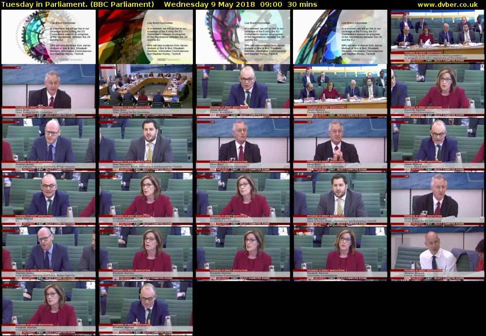 Tuesday in Parliament. (BBC Parliament) Wednesday 9 May 2018 09:00 - 09:30