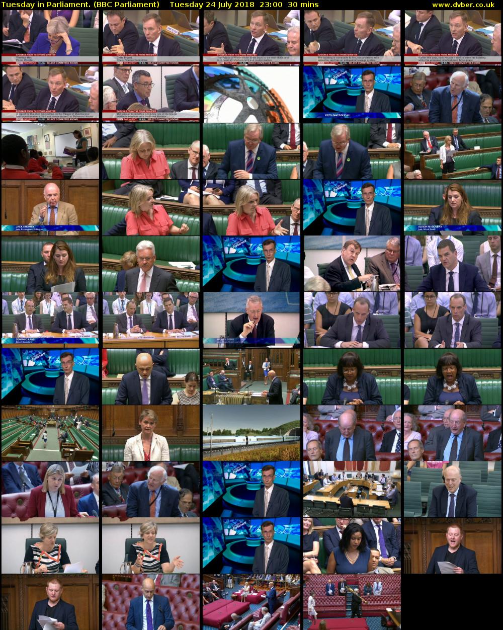 Tuesday in Parliament. (BBC Parliament) Tuesday 24 July 2018 23:00 - 23:30