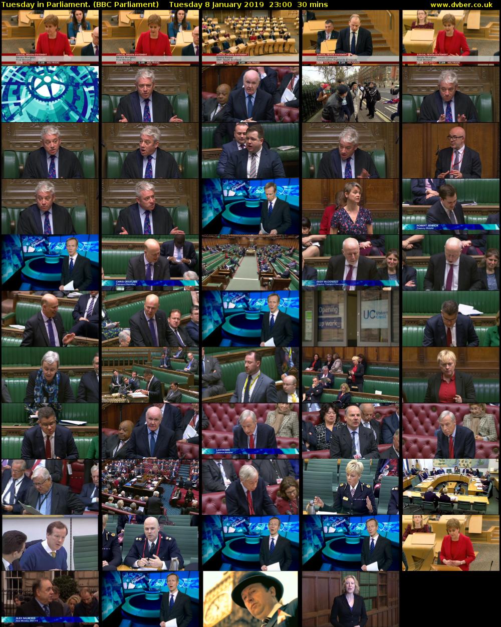 Tuesday in Parliament. (BBC Parliament) Tuesday 8 January 2019 23:00 - 23:30