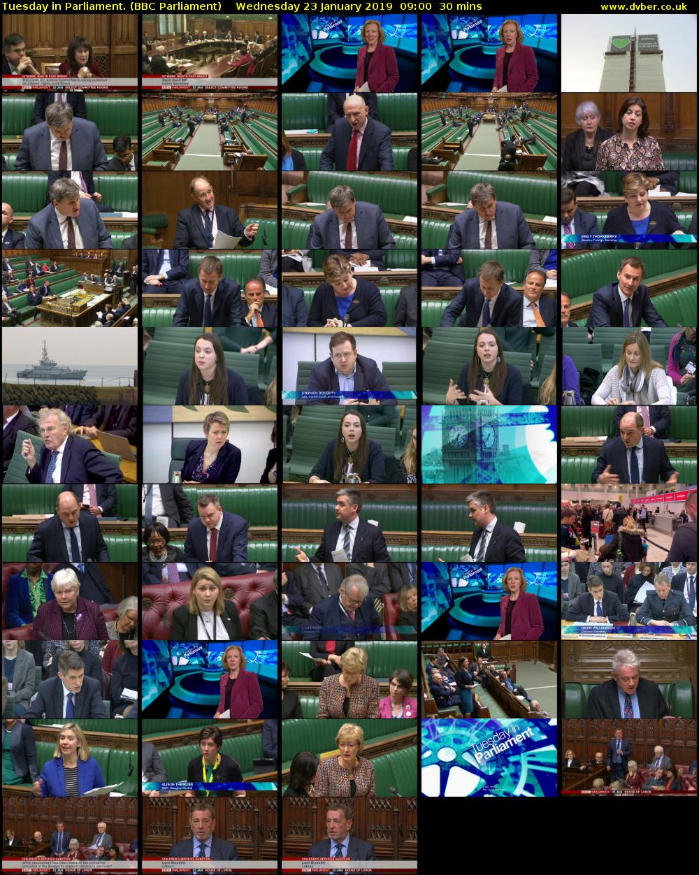 Tuesday in Parliament. (BBC Parliament) Wednesday 23 January 2019 09:00 - 09:30