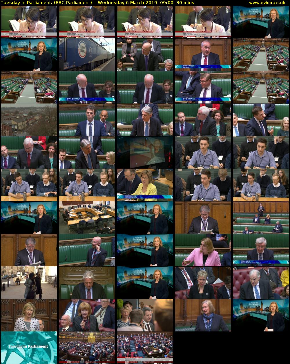 Tuesday in Parliament. (BBC Parliament) Wednesday 6 March 2019 09:00 - 09:30