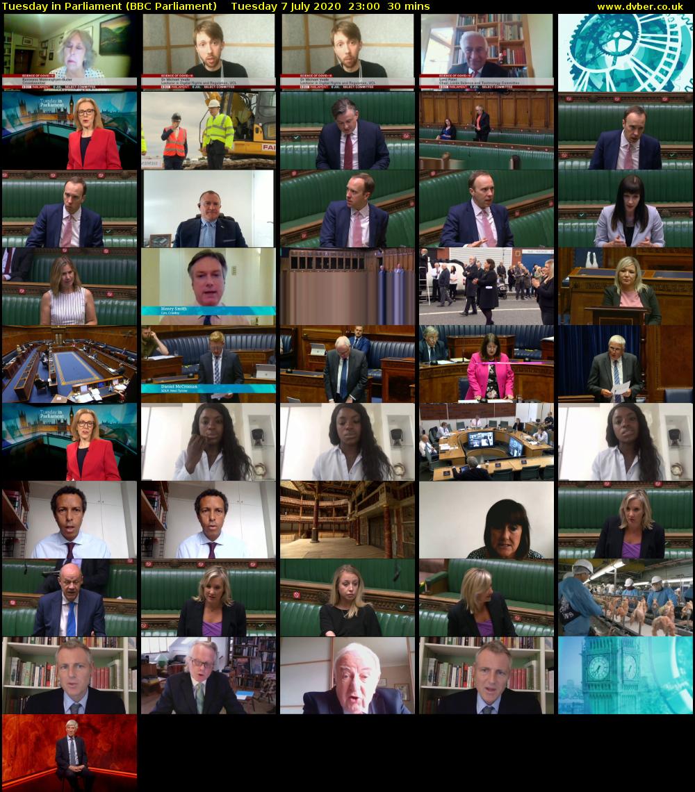 Tuesday in Parliament (BBC Parliament) Tuesday 7 July 2020 23:00 - 23:30
