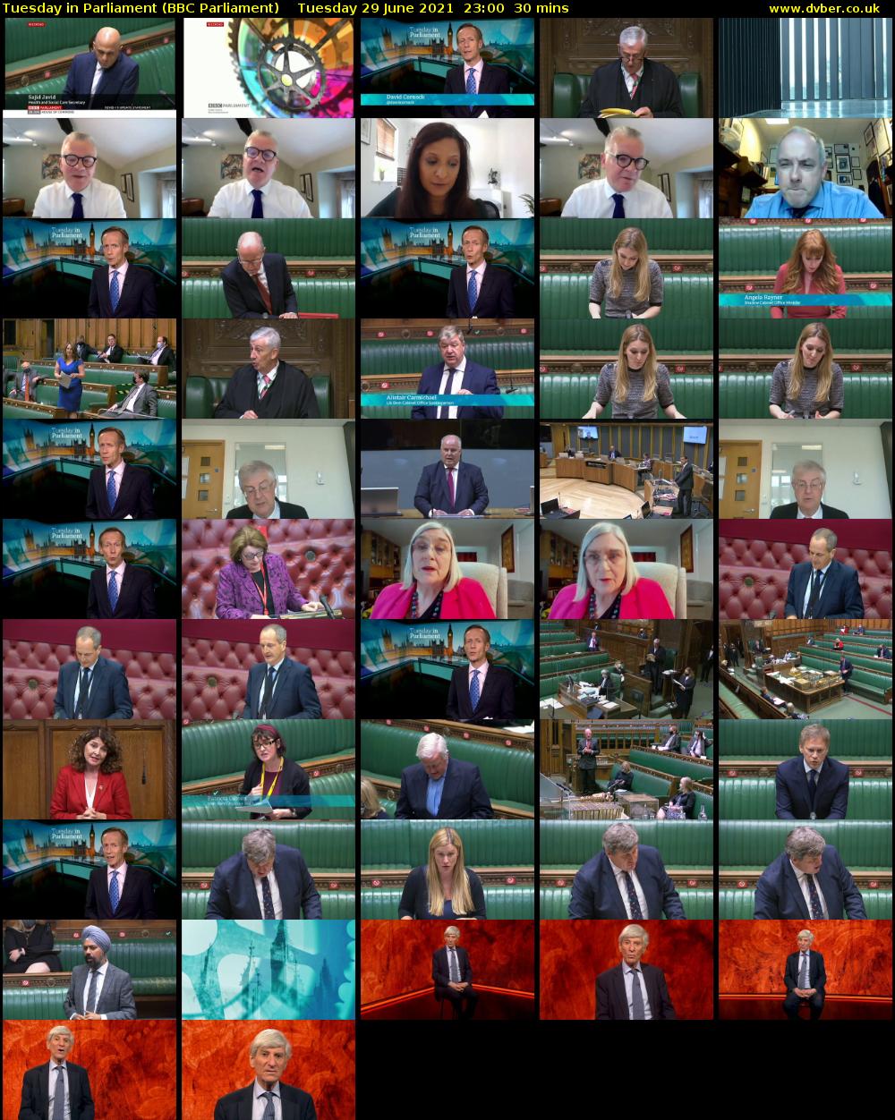 Tuesday in Parliament (BBC Parliament) Tuesday 29 June 2021 23:00 - 23:30