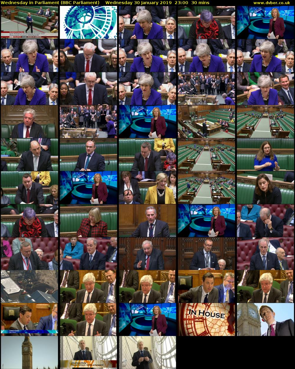 Wednesday in Parliament (BBC Parliament) Wednesday 30 January 2019 23:00 - 23:30