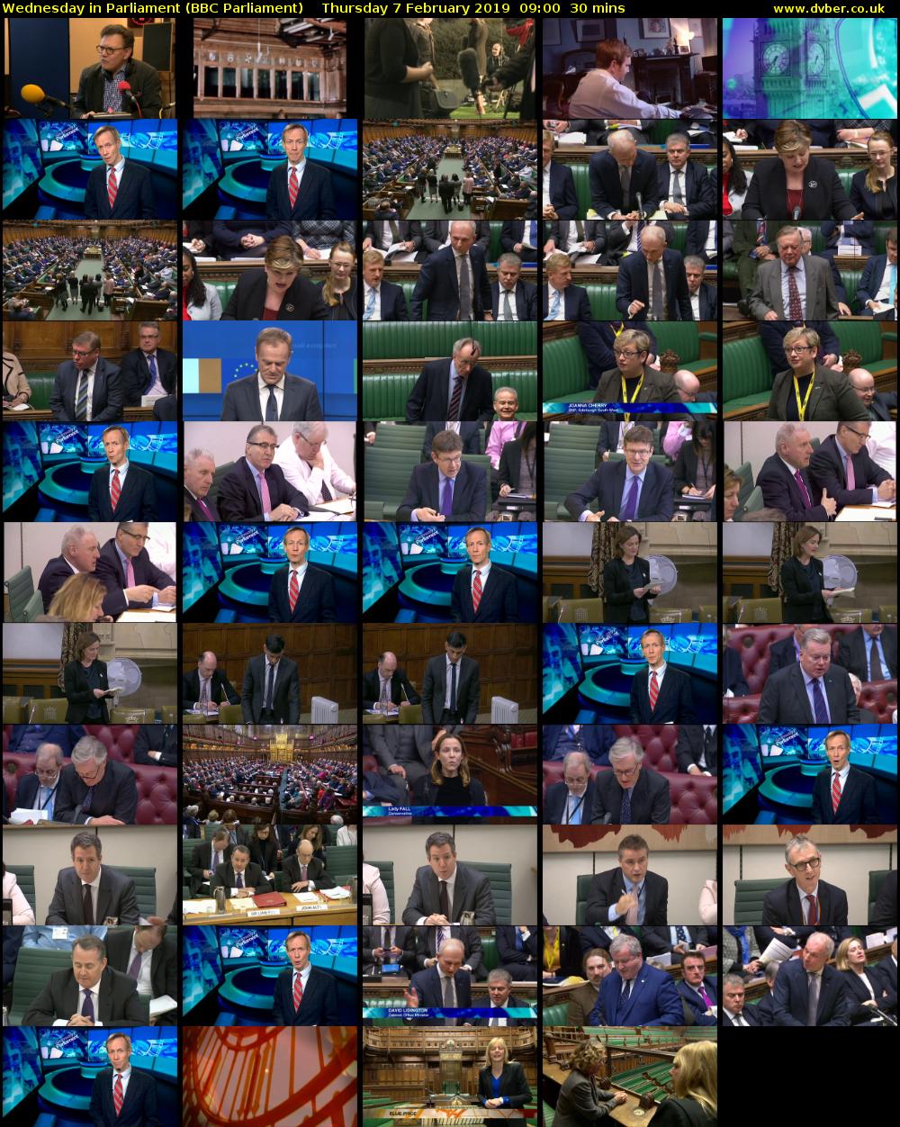 Wednesday in Parliament (BBC Parliament) Thursday 7 February 2019 09:00 - 09:30